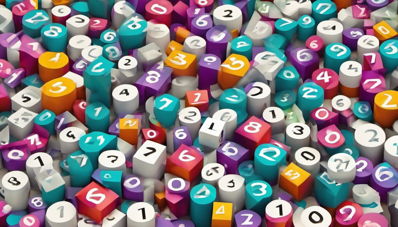 Chiffres aléatoires sur des blocs de couleur